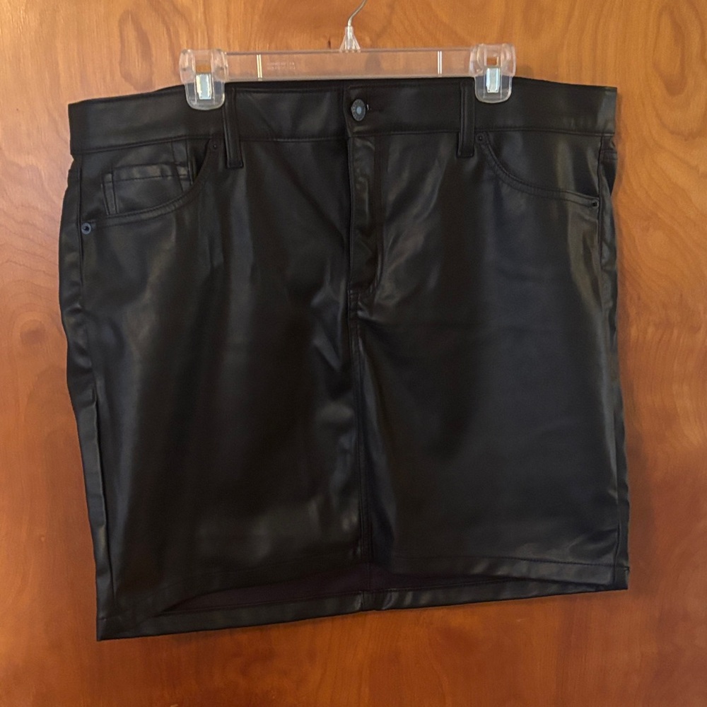 Torrid Black Faux Leather Flat Front Skirt
